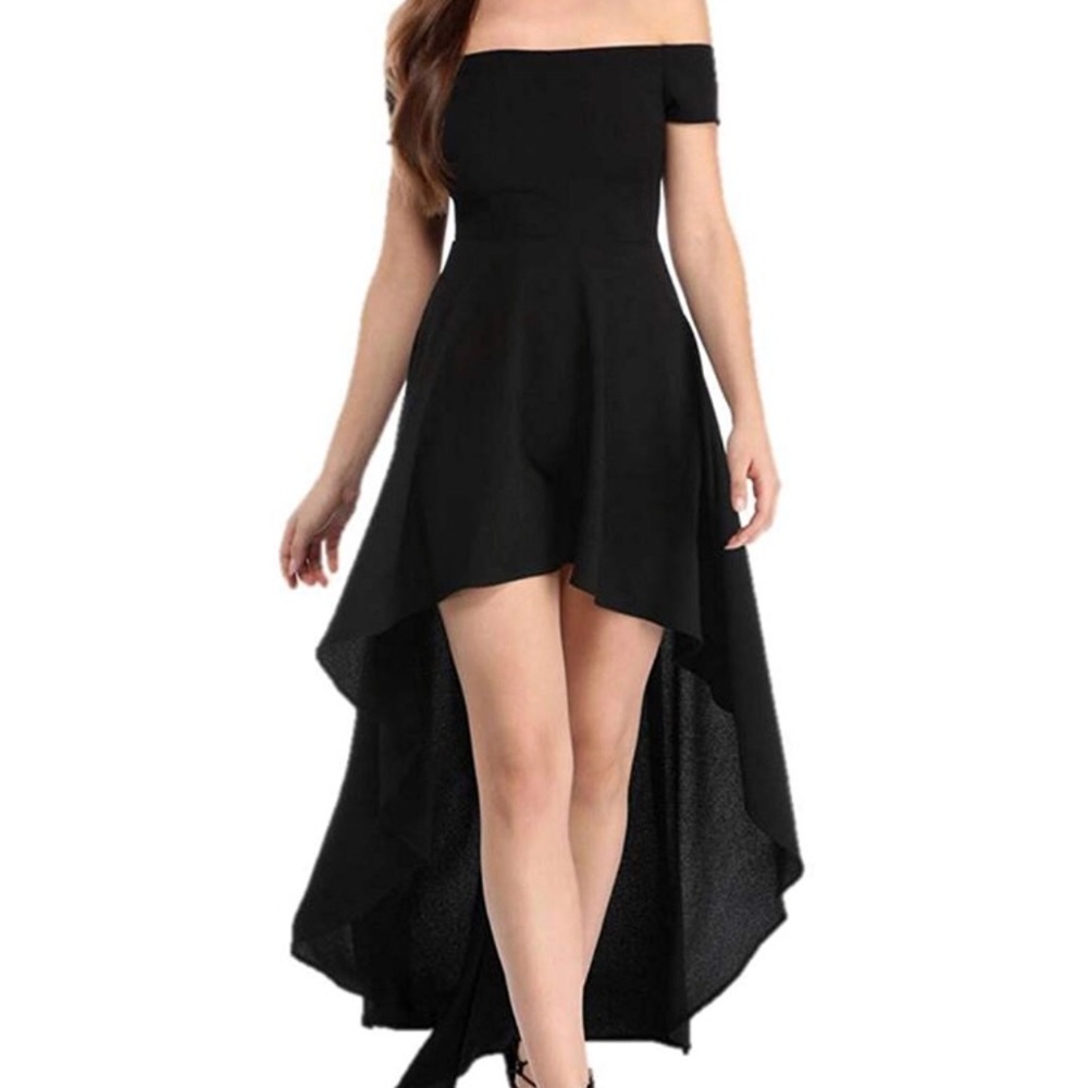Fashion Women's Sexy Off Shoulder High Low Dress